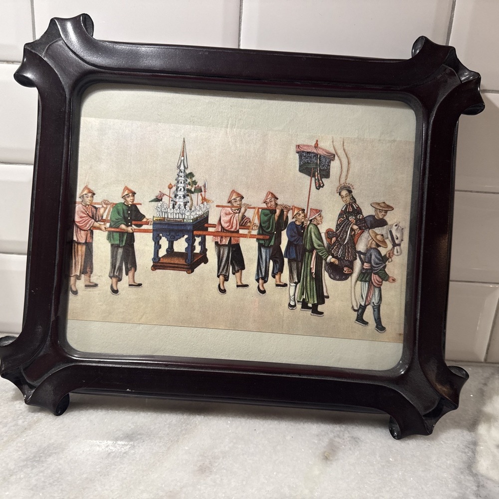 Rare Framed Plaque Arte Chino Lamina Print Palacio Real de Aranjuez Spain c1970s